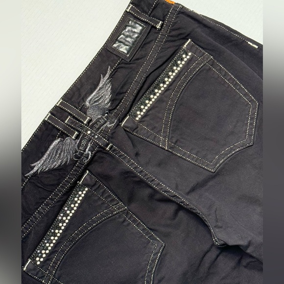 New Men's ROBIN'S JEAN sz 44 Crystal & Studs Denim Short - Picture 10 of 10